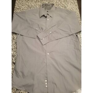 David Taylor MenGray Long Sleeve Dress Shirt 17.5 32/33 Single Needle Tailoring